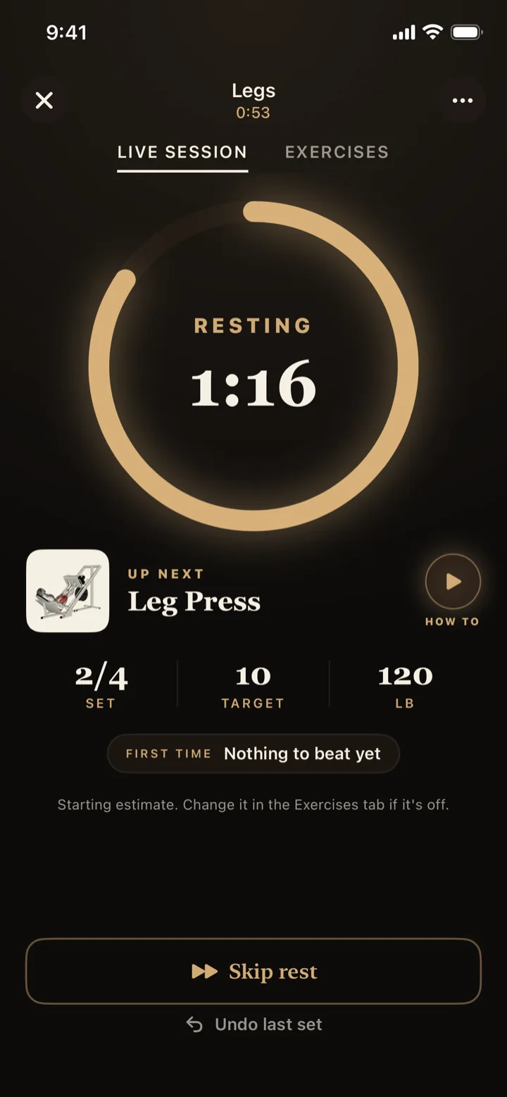 Pancake live session: the rest ring counting down